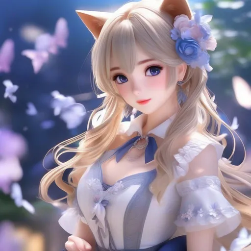 Prompt: 3d anime woman and beautiful pretty art 4k full raw HD cat