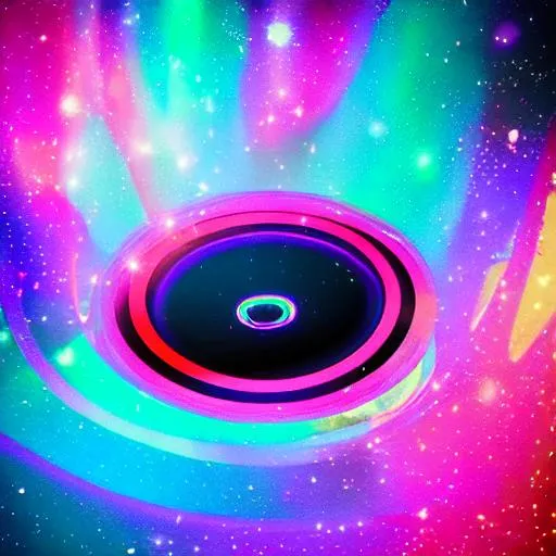 Prompt: hologram of a ring floating in space, a vibrant digital illustration, dribble, quantum wavetracing, black background, behance hd