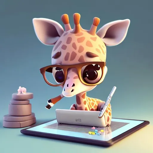 Prompt: Prompt:Tiny cute
giraffe using a
tablet for studying position,
standing character,
soft smooth lighting,
soft pastel colors,
skottie young, 3d
blender render,
polycount, modular
constructivism, pop
surrealism, physically
based rendering,
square image. with the number 2023 written on tablet screen 