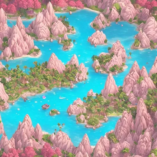 Prompt: pink gold dragon islands 