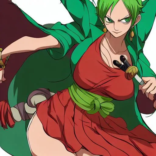 Prompt: one piece zoro as a girl