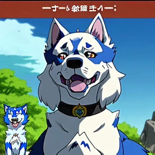 Prompt: screenshot from the ginga densetsu weed anime of blue dog, anime style canine art of dogs, ginga nagareboshi gin character design 