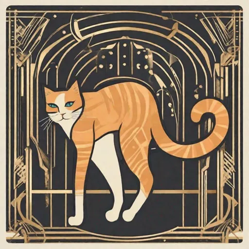 Prompt: art deco cat sticker