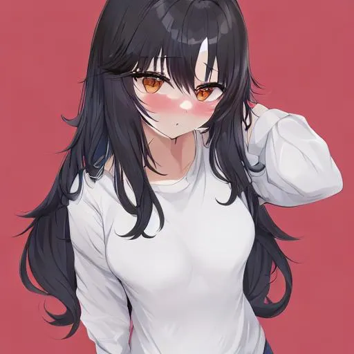 Tsundere girl, pear shaped body, artist, black hair,... | OpenArt