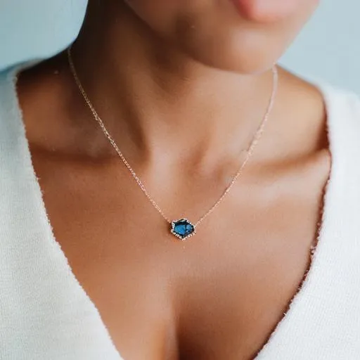 Prompt: Diamond necklace with sapphires  