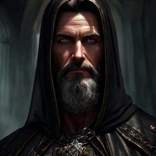 Prompt: Evil, terror, UHD, 8k, high quality, ultra quality, cinematic lighting, special effects, hyper realism, hyper realistic, Very detailed, high detailed face, high detailed eyes, medieval, fantasy, D&D, oil painting, man, strong, fitness, georgeus, necromancer