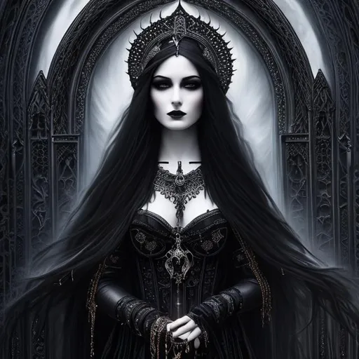 Prompt: {{breathtaking goddess of death}}, {{gothic art, lifelike, high quality, meticulously detailed}}, {{full body, oil painting, realism}}