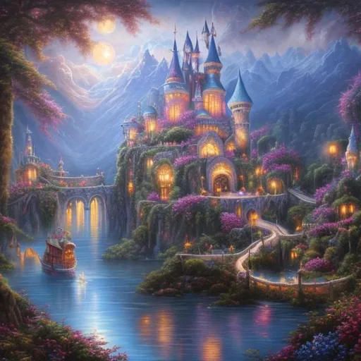 Prompt: A hyper realistic oil painting of the dream world fantasy fairy tale 