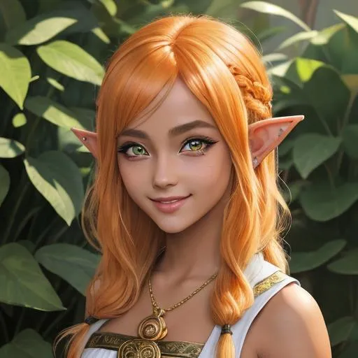 Prompt: masterpiece, splash art, ink painting, beautiful pop idol, D&D fantasy, (23 years old) lightly tanned-skinned hobbit girl, ((beautiful detailed face and large eyes)), mischievous grin, blonde with bright orange highlights hair, short small pointed ears, mischievous grin looking at the viewer, wearing detailed priestess dress and casting a light spell #3238, UHD, hd , 8k eyes, detailed face, big anime dreamy eyes, 8k eyes, intricate details, insanely detailed, masterpiece, cinematic lighting, 8k, complementary colors, golden ratio, octane render, volumetric lighting, unreal 5, artwork, concept art, cover, top model, light on hair colorful glamourous hyperdetailed medieval city background, intricate hyperdetailed breathtaking colorful glamorous scenic view landscape, ultra-fine details, hyper-focused, deep colors, dramatic lighting, ambient lighting god rays, flowers, garden | by sakimi chan, artgerm, wlop, pixiv, tumblr, instagram, deviantart