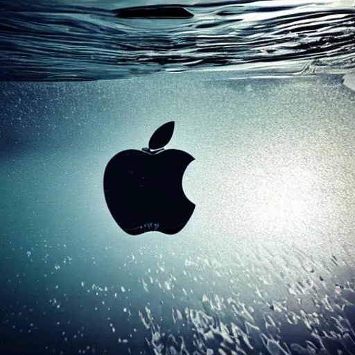 Prompt: apple mac computer stuck in deep water