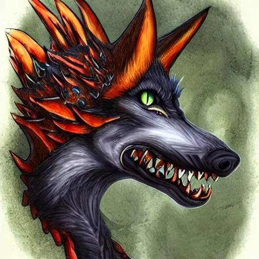 Prompt: a wolf dragon hybrid