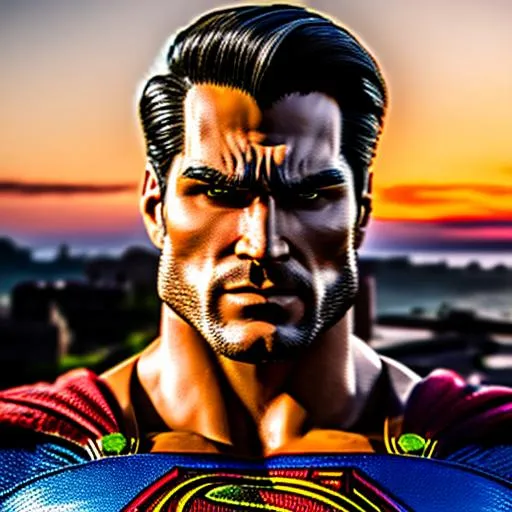 Prompt: Photorealistic Superman, Full Body Action Pose, Hyperdetailed, Intricate Detail, Highly detailed face, Detailed Hands, Bright Sun Light, Rear Lit, Deep Colors, Realism, inspired by 1990's Superman, Kriptonian, Mid-30's Superman, Clean Shaven, Body Builder