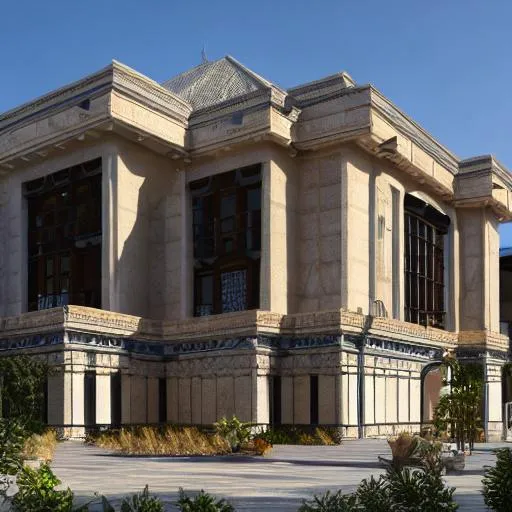 Prompt: Modern rococo inspired Congolese architecture with precolonial congolese art inspiration and Congolese minerals, volumetric natural light, ultra realistic, vray,  hd