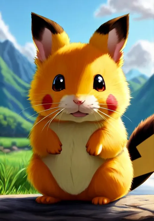 KookyCreator: anime, pokemon, kawaii cute yellow-orange rabbit with blue  tufts on the ears