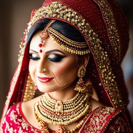 Prompt: Create a image of bridal makeup doing on a bridal
