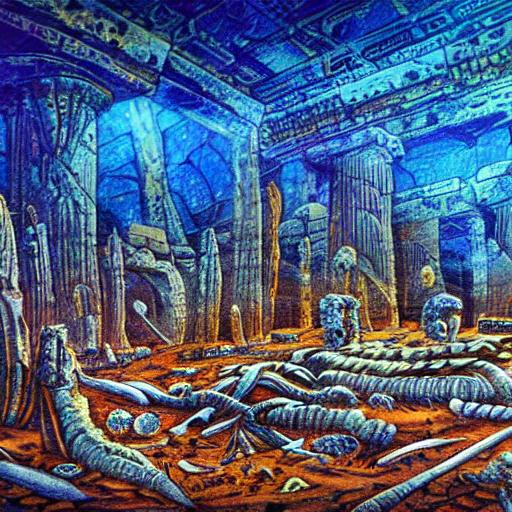 Detailed color fantasy art drawing in blue hues of... OpenArt