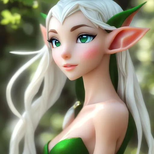 Prompt: a beautiful elf in hd, Elegant height and proportions: Elves tend to be slender and have a taller stature than humans. Her body proportions are harmonious and graceful.

Luminous Skin: An elf's skin is often described as flawless and radiant. It may have a pale, translucent hue, as if it emits a soft glow.

Expressive Eyes: An elf's eyes are large, expressive, and often have dazzling colors, such as deep blue, emerald green, or brilliant silver. They convey wisdom, mystery and a certain magical aura.

Long, silky hair: Elves often have long, luxurious hair, which can vary in vibrant colors such as light blonde, golden brown, fiery red, or even silver. The hair often has a silky appearance and is adorned with ribbons, flowers or jewels.

Fine Facial Features: An elf's facial features are delicate and elegant, with slightly high cheekbones, a straight nose, and soft lips. Their expression is usually smooth and serene, conveying a sense of tranquility.

Pointed Ears: A distinguishing feature of female elves is their pointy ears, which lend an air of grace and exoticism. These ears are often considered a symbol of your connection to nature and your magical status.