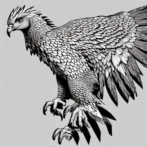 Prompt: Make a new animal that's a mix of an eagle and a dove. Make it more eagle-looking, but with traces of a dove