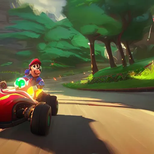 Prompt: mario kart 