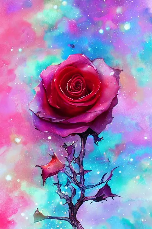 A full moon with night sky. A really big red rose as... | OpenArt