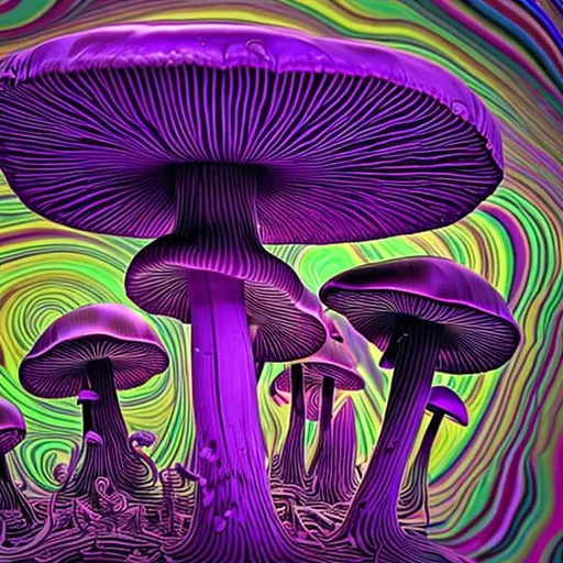 Prompt: Trippy abstract mushroom purple 