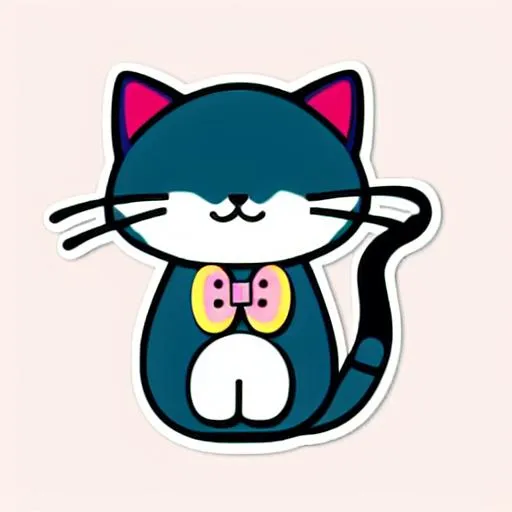 Prompt: Die-cut sticker, Cute kawaii cat sticker, white background, illustration minimalism, vector, pastel colors