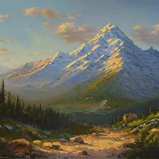 oil painting of mountain range, mount sophia pistis... | OpenArt