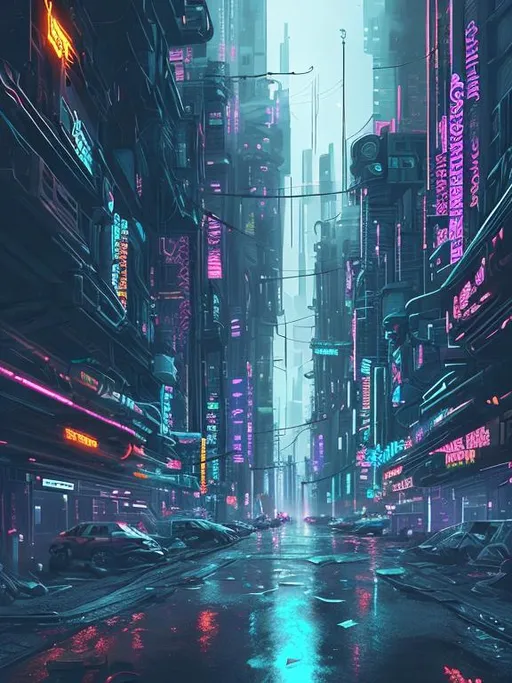 Prompt: A dark menacing cyberpunk city