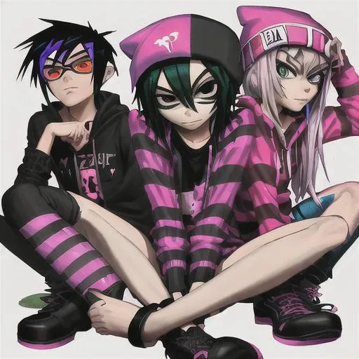 Prompt: Draw me a picture of a casual gamer inspired by the gorillaz, die antwerp, and mindless self indulgence 