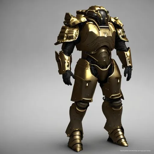 Prompt: walking tank, military, royal, gray and gold armor, scifi