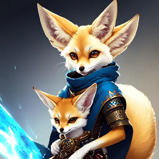 anthropomorphic fennec fox with blue eyes, Asian clo... | OpenArt