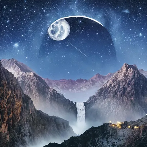 The Half Of The Moon With Stars Above The Mountains OpenArt the-half-of-the-moon-with-stars-above-the-mountains-openart