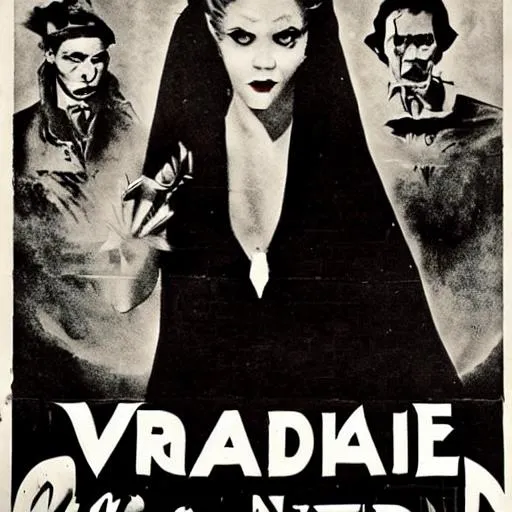 Prompt: Vampire old movie poster