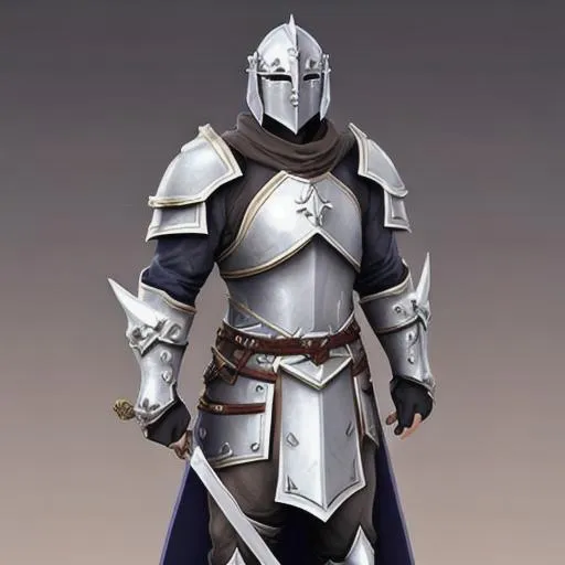 Prompt: Male Paladin with white armor and sword