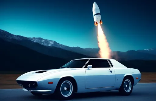 Prompt: Car with space rocket