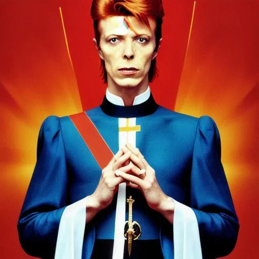 Prompt: David Bowie as a Catholic Saint