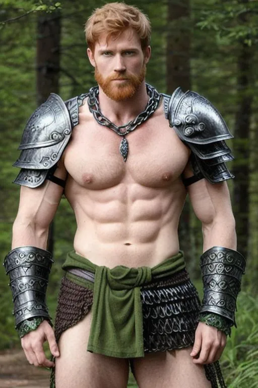 male fantasy warrior, chain mail, ruggedly handsome,... | OpenArt