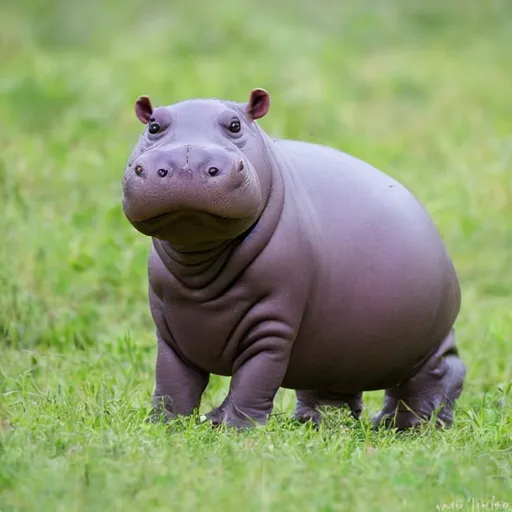 Prompt: cute baby hippo in the savanna