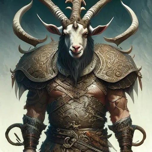 Prompt: goat warrior wearing viking armor, beautiful, highly detailed and intricate, hypermaximalist, ornate, luxury, elite, ominous, haunting, matte painting, cinematic, cgsociety, James jean, Brian froud, ross tran