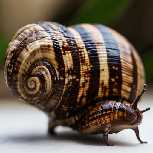 Prompt: Ethic snail made from cocoa snails, photorealistic