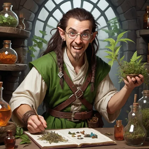 Prompt: Dungeons and dragons crazy looking herbalist