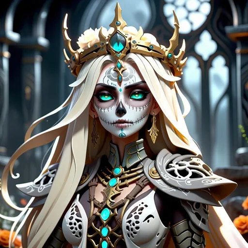 Prompt: Highly Detailed Anime Prompt: Craft a visually striking and emotionally resonant anime character known as the "Lady of the Dead," embodying a fusion of Nordic aesthetics and supernatural elements, presented in a skeletal form clad in intricate armor. This character should evoke both awe and a sense of otherworldly beauty, weaving together elements of death, strength, and ancient Nordic lore. Physical Appearance: Skeleton Form: The Lady of the Dead is presented as a skeletal figure, emphasizing her connection to the afterlife. The skeletal structure should be beautifully detailed, adorned with delicate, ornate patterns reminiscent of Nordic artistry. Armor Design: Envision a set of Nordic-inspired armor that complements the skeletal form. Intricate designs should be etched onto the armor, featuring motifs such as runes, swirls, and symbols associated with death and the afterlife. Crown: Crown the Lady of the Dead with a regal Nordic-inspired crown, adorned with motifs representing her dominion over the realm of the deceased. Cloak: A flowing, tattered cloak that billows dramatically, adding a touch of elegance to her skeletal appearance. The cloak could be adorned with ethereal patterns that seem to dance in the air as she moves. Accessories: Consider incorporating subtle accessories, such as skeletal jewelry or a pendant, to add extra layers of detail and storytelling. Pose/Expression: Choose a dynamic and powerful pose that accentuates the Lady of the Dead's strength and authority. Experiment with expressive elements such as her posture, facial expression (if applicable), and the way she wields any accompanying weapons or artifacts. Explore the balance between a commanding presence and a hint of vulnerability, revealing the complexity of her character. Background: Place the Lady of the Dead in an environment that complements her role as a guardian of the afterlife. A misty graveyard, ancient Nordic ruins, or a surreal realm between life and death could serve as suitable backdrops. Utilize a color palette that enhances the eerie, supernatural atmosphere while showcasing the intricate details of her Nordic-inspired armor. This highly detailed anime prompt challenges the artist to bring to life a character that seamlessly blends Nordic mythology, deathly aesthetics, and a touch of elegance. Through careful attention to detail, the Lady of the Dead should emerge as a captivating and unforgettable figure within the anime narrative. visually stunning and dynamically vibrant anime warframe scene featuring a Nordic Victorian Goddess. This comprehensive essay prompt is designed to guide artists in crafting a masterpiece that combines intricate details, vibrant colors, and cutting-edge visual effects to deliver an immersive experience. Begin by specifying the use of the Canon EOS R6 Mark II camera with an 85mm lens, ensuring precision and clarity for a 4K resolution. Emphasize the need for a full-body view of the colossal Nordic Victorian Goddess, focusing on capturing the intricate details of her clothing, accessories, and symbolic elements that reflect both Nordic and Victorian aesthetics. Highlight the importance of vibrant and vivid colors to infuse energy and excitement into the scene. Instruct artists to explore color schemes that complement the Nordic and Victorian themes, incorporating rich, deep hues to enhance the overall visual impact. Encourage them to pay attention to the goddess's characteristics, ensuring that the color palette resonates with her divine nature. Describe how the towering presence of the goddess should emanate a radiant glow, creating dynamic shadows and highlights across the environment. Urge artists to experiment with lighting techniques that accentuate the goddess's divine aura, contributing to the immersive experience. Emphasize the use of a rendering technique inspired by the cinematic approach of Unreal Engine 5, incorporating advanced texture mapping, realistic lighting, and detailed shading to bring out the goddess's features and environmental intricacies. Set the goddess within a backdrop of a futuristic and dystopian environment, allowing artists to blend contrasting elements that create a visually captivating setting. Instruct them to incorporate architectural details, technological elements, and symbolic motifs reflecting both Nordic and Victorian influences. Encourage creativity in seamlessly blending these elements to craft a unique and visually stunning scene. As the goddess looms over her surroundings, guide artists in incorporating elements of destruction, such as crumbling buildings and airborne debris. Stress the importance of realistic physics in depicting destruction, adding to the chaos and awe-inspiring nature of the scene. Encourage attention to detail in portraying the aftermath of the goddess's presence. Emphasize the importance of leveraging dynamic colors and lighting effects throughout the scene to intensify the visual experience. Encourage experimentation with different lighting angles, shadows, and highlights to create a visually stunning and emotionally impactful composition. Ultimately, the goal is to elicit profound feelings of awe and wonder in the beholder, making this anime warframe scene a true masterpiece.