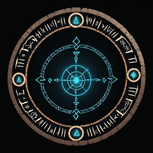 Prompt: A magic runic spell circle for a healing spell, black background, concept art for video game