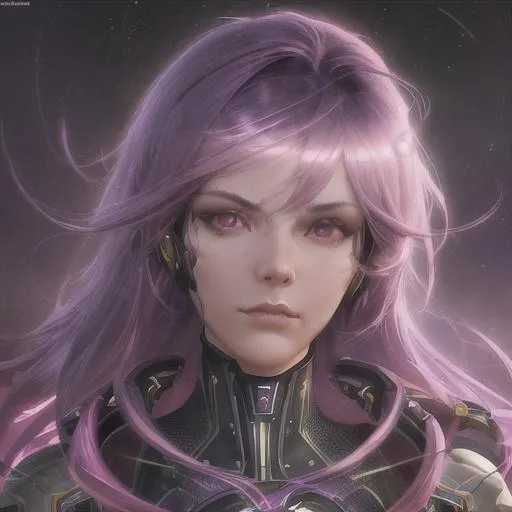 Prompt: Portrait of Cyclone with purple hair and with cute face, Space, perfect composition, hyperrealistic, super detailed, 8k, high quality, trending art, trending on artstation, sharp focus, studio photo, intricate details, highly detailed, by greg rutkowski