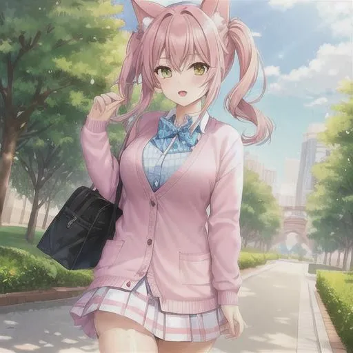 cat girl with pink hair - Playground