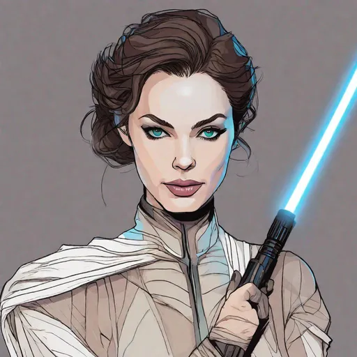 Prompt: Selina Key from catwoman as a jedi knight. Detailed, well draw face. star wars art. star wars. 2d.  rpg art. 2d art. 2d.
