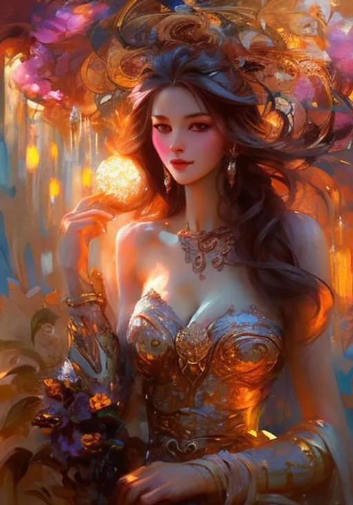 Prompt: Beautiful woman by Kawacy, Andrew Adroschenko, lariennechan, Loish, Josephine Wall, Daniel F Gerhartz