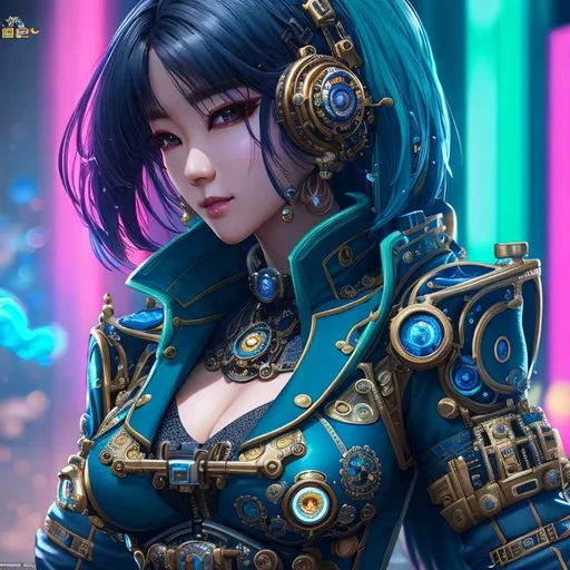 Prompt: steampunk kpop idol, mechanical, excited, symmetrical, perfect composition, hyperrealistic, super detailed, 8k, high quality, Splash art, front, epic Instagram, artstation, hyperdetailed intricately detailed, unreal engine, intricate detail, splash screen, complementary colors, concept art, 8k, heavy strokes, splash arts, full height, full body focus
