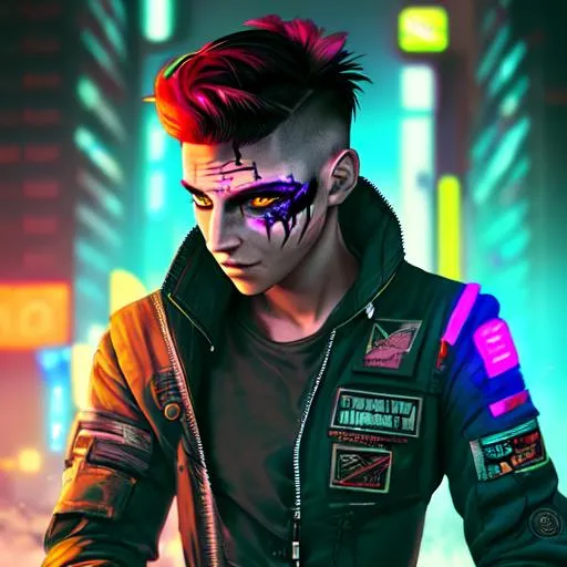 Photo of a cyberpunk pilot wearing a jumpsuit with b... | OpenArt