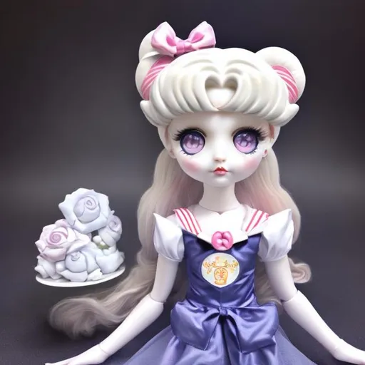 Prompt: Sailor moon Porcelain doll 